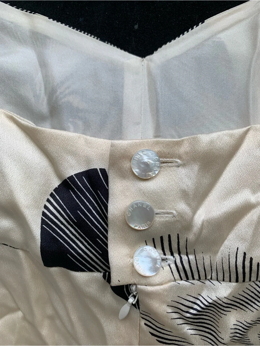 CHANEL Vintage around 2005 white /black floral Dress